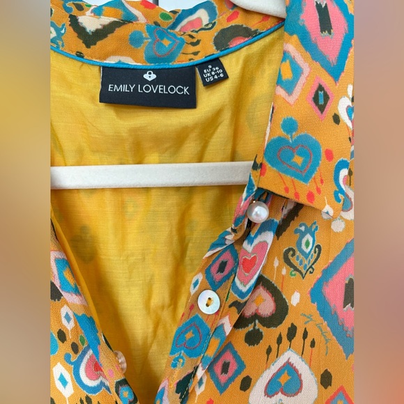 Emily Lovelock • Shirt Dress • 70s Retro Ikat • Maximalist Art Funky Preppy Fun - Picture 6 of 15